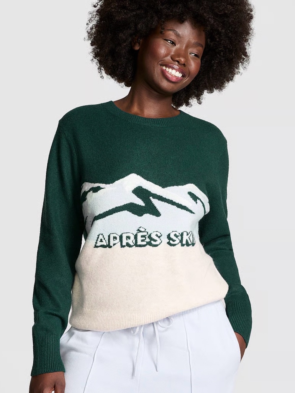 🤎 Victoria’s Secret PINK Collegiate Crewneck Sweater Dark Green Apres Ski XL